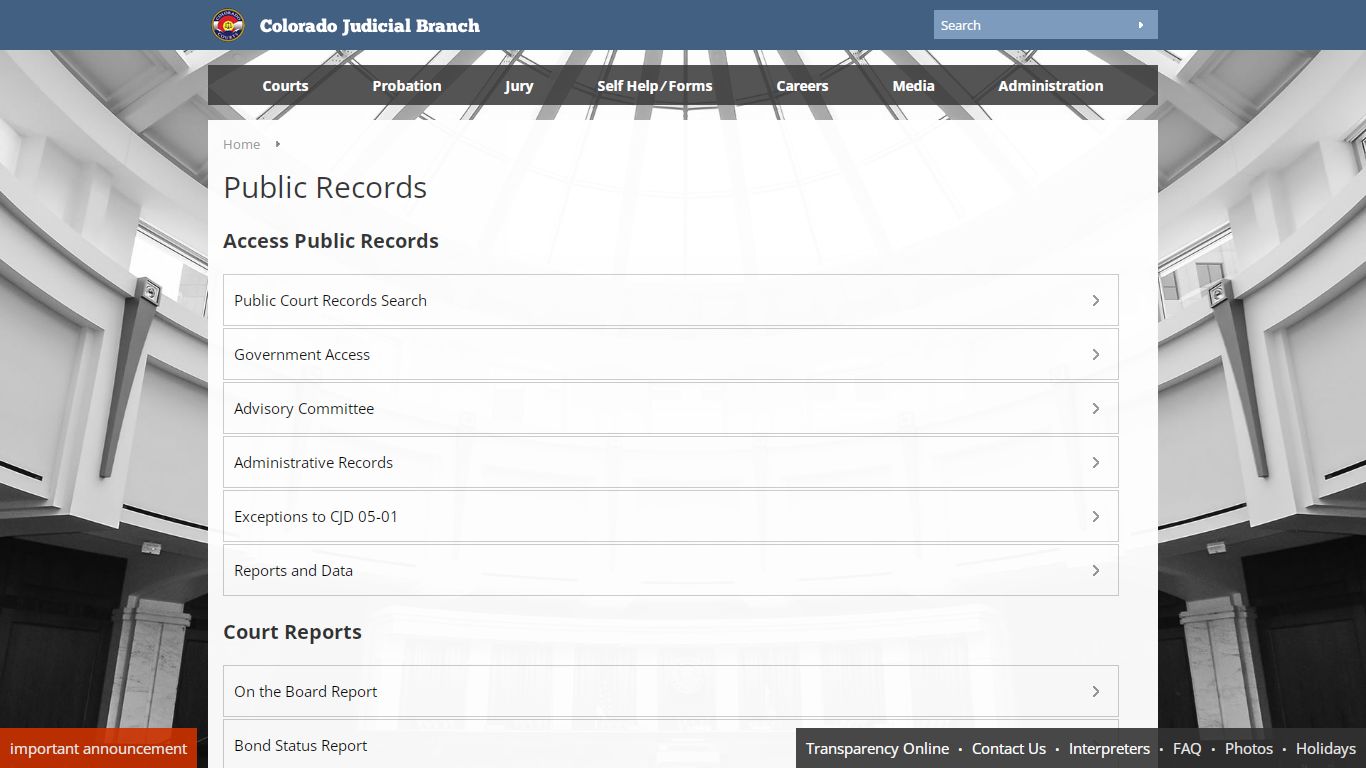 Colorado Judicial Branch - Public Records